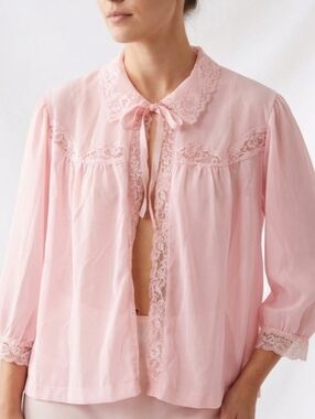 Vintage Kaymar Pink Sheer Lace Lingerie Top